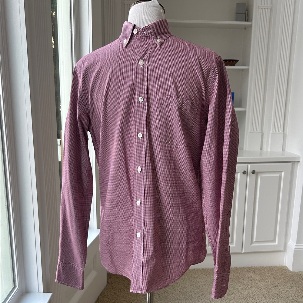 J. Crew Factory Men’s Long-Sleeve Button-Up Shirt in Burgundy